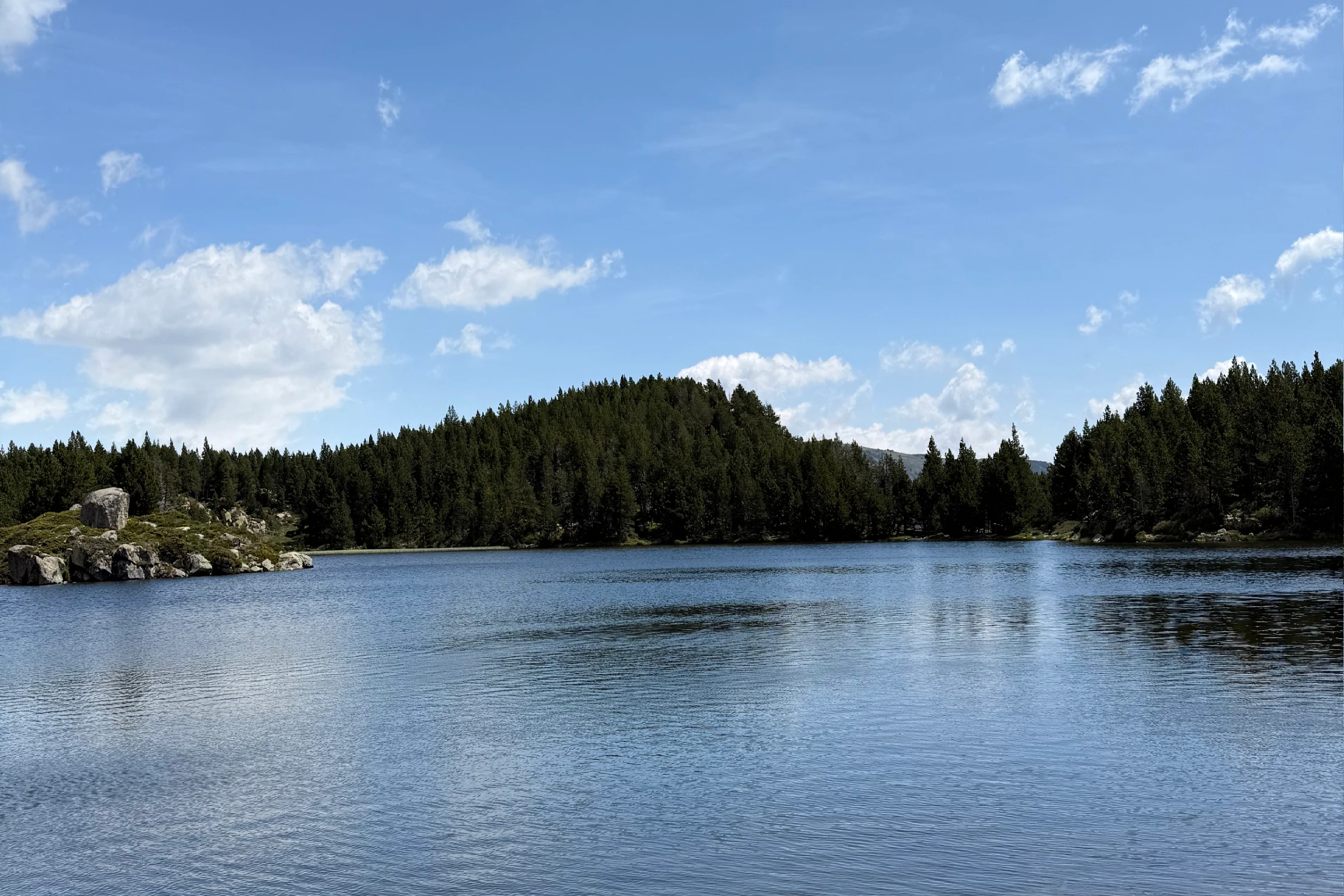Le lac des Bouillouses et sa forêt de pins, sur le plateau au-dessus de Font-Romeu